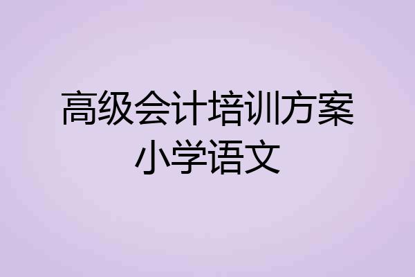 高级会计培训方案小学语文