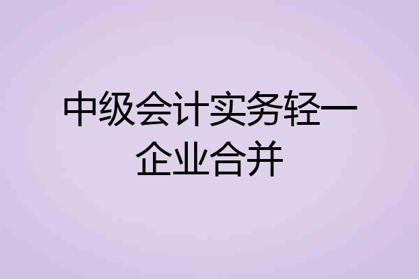 中级会计实务轻一企业合并