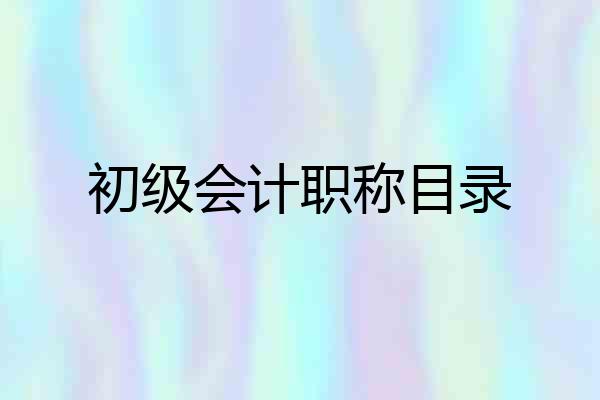初级会计职称目录