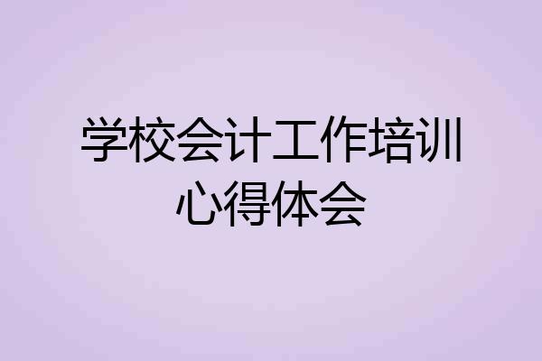 学校会计工作培训心得体会