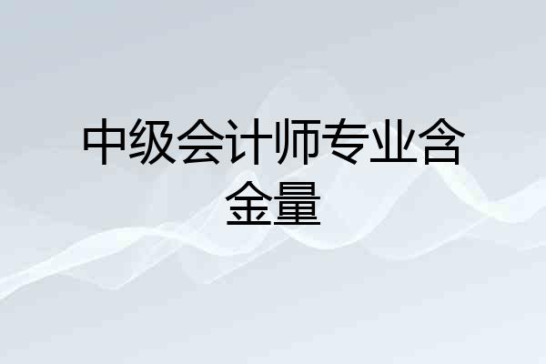 中级会计师专业含金量