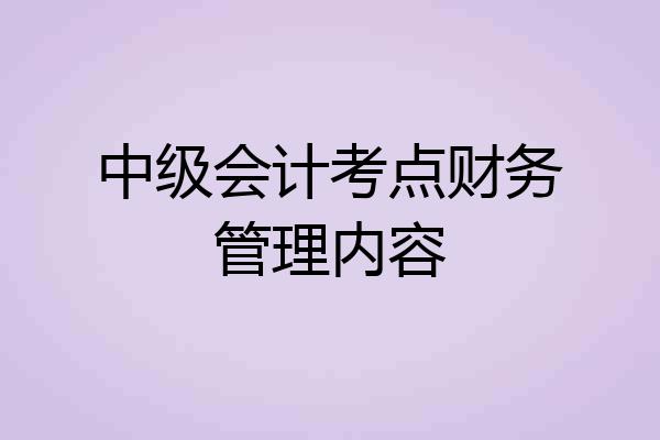 中级会计考点财务管理内容