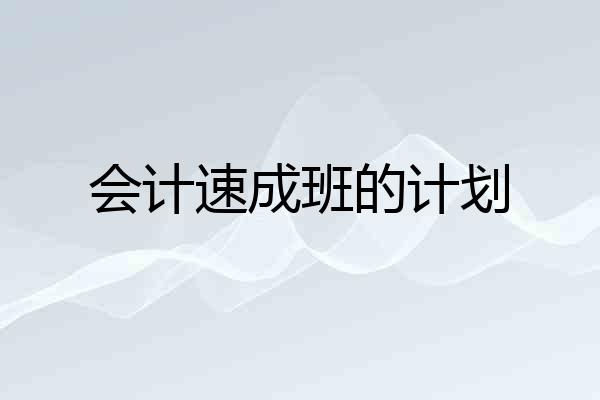 会计速成班的计划