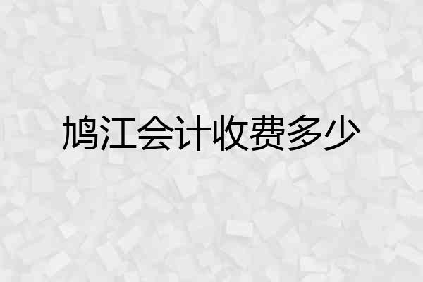 鸠江会计收费多少