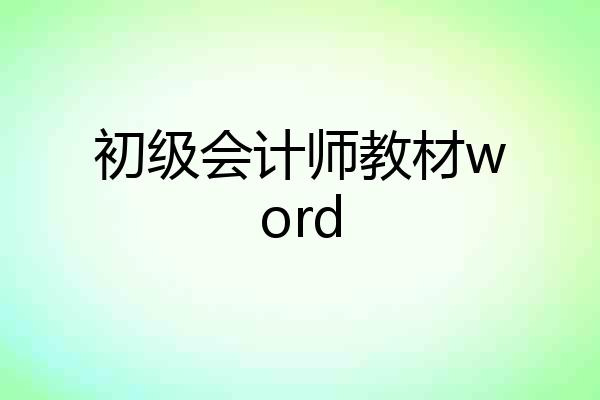 初级会计师教材word