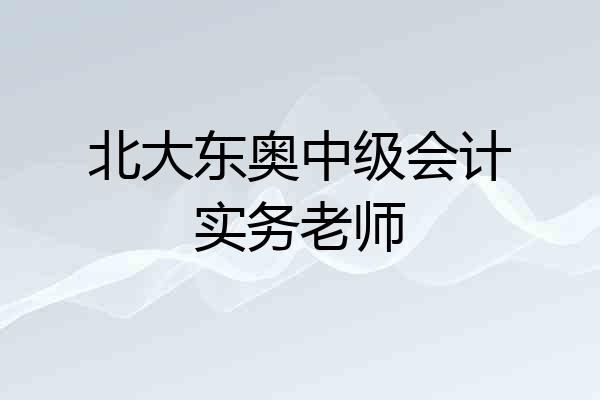 北大东奥中级会计实务老师