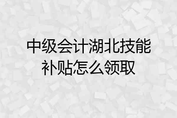 中级会计湖北技能补贴怎么领取