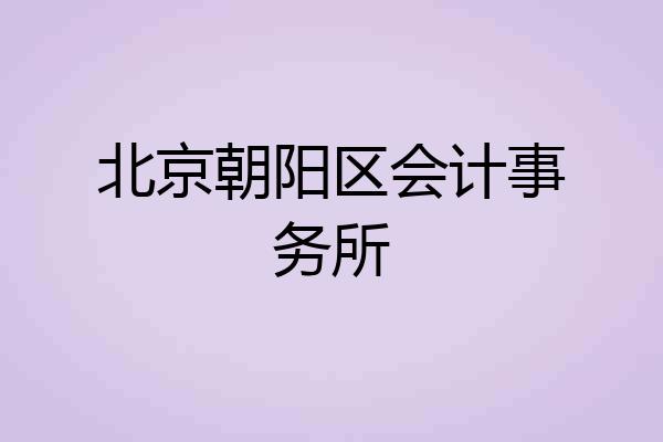 北京朝阳区会计事务所