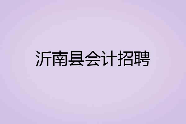 沂南县会计招聘