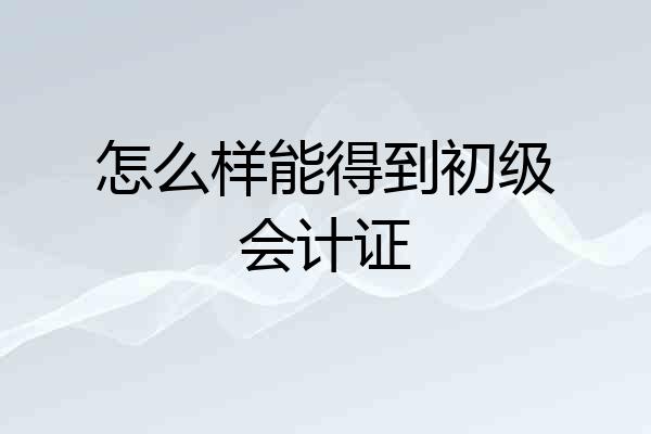 怎么样能得到初级会计证