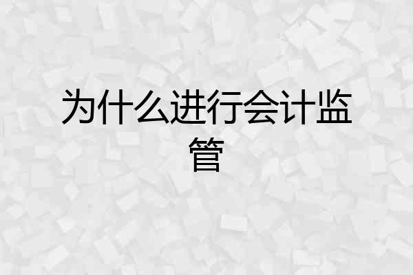 为什么进行会计监管