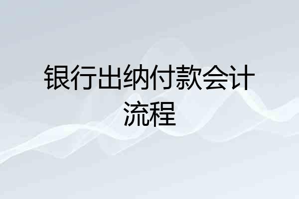 银行出纳付款会计流程