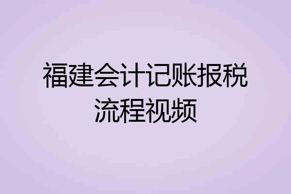 福建会计记账报税流程视频