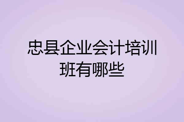 忠县企业会计培训班有哪些