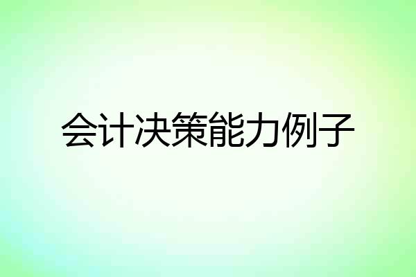 会计决策能力例子