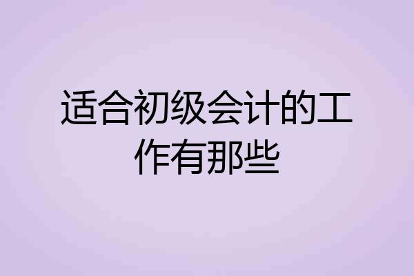 适合初级会计的工作有那些