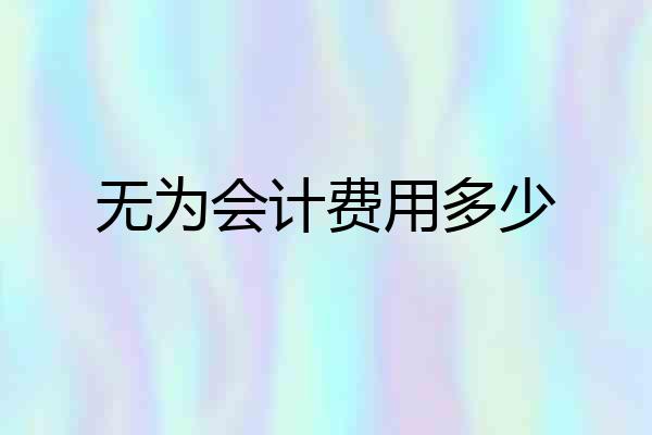无为会计费用多少