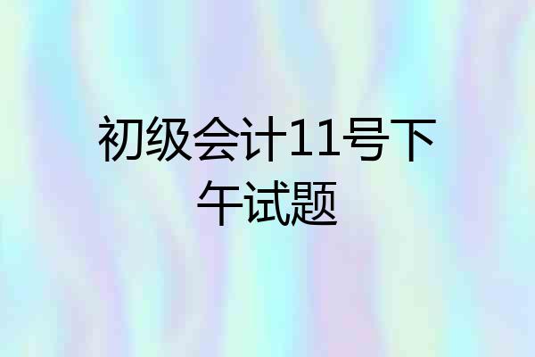 初级会计11号下午试题