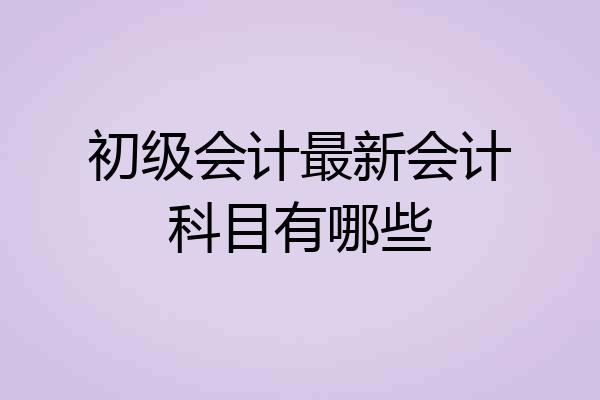 初级会计最新会计科目有哪些