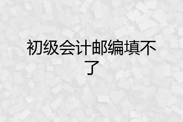 初级会计邮编填不了