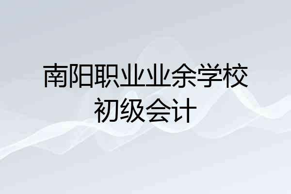 南阳职业业余学校初级会计