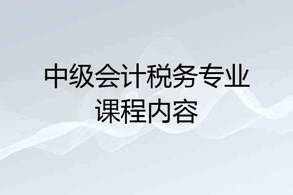 中级会计税务专业课程内容