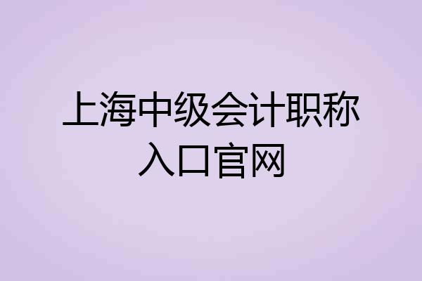 上海中级会计职称入口官网