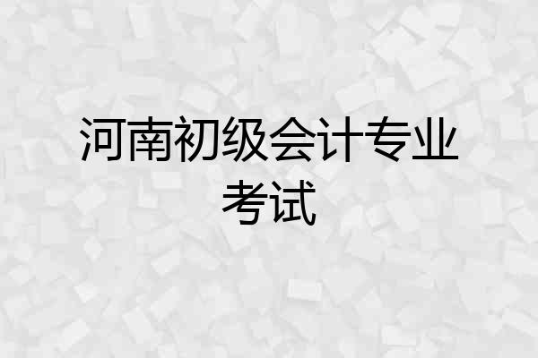 河南初级会计专业考试