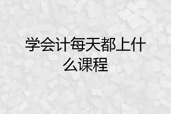 学会计每天都上什么课程
