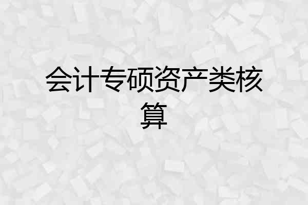 会计专硕资产类核算