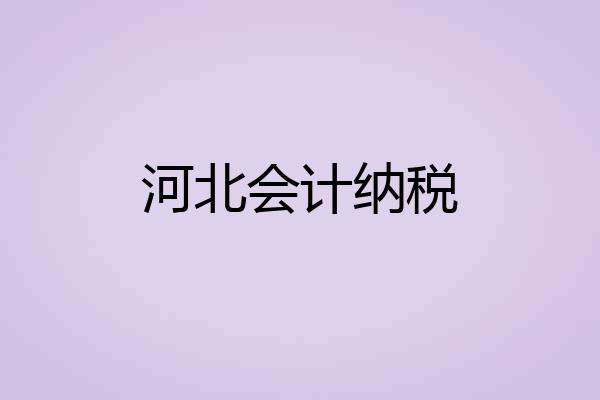 河北会计纳税