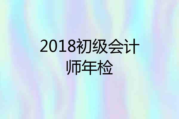 2018初级会计师年检