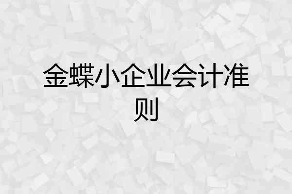 金蝶小企业会计准则