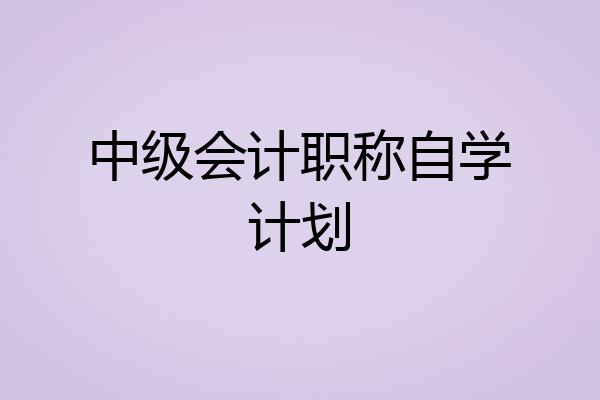 中级会计职称自学计划