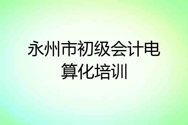 永州市初级会计电算化培训