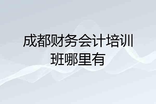 成都财务会计培训班哪里有