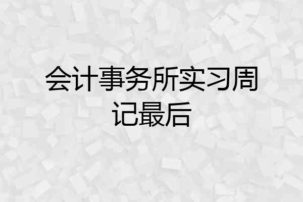 会计事务所实习周记最后