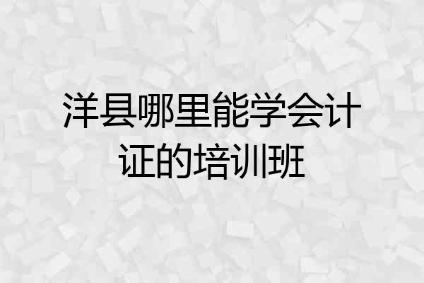 洋县哪里能学会计证的培训班