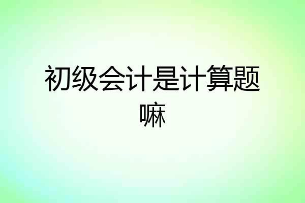 初级会计是计算题嘛
