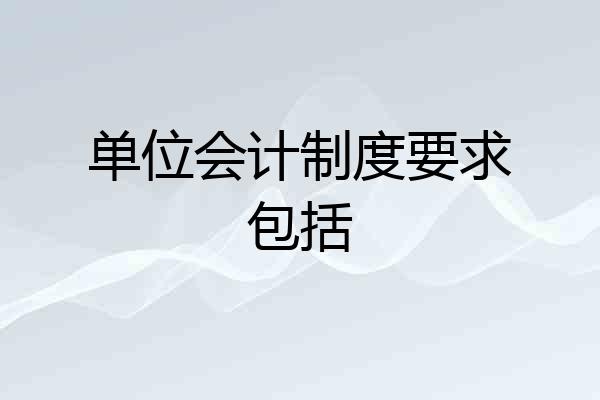 单位会计制度要求包括