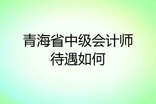 青海省中级会计师待遇如何
