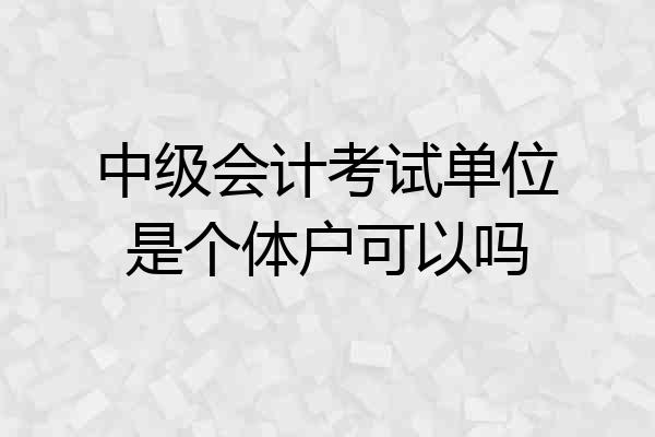 中级会计考试单位是个体户可以吗