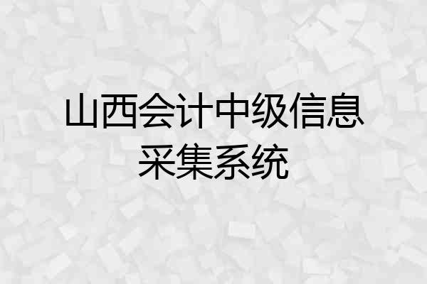 山西会计中级信息采集系统