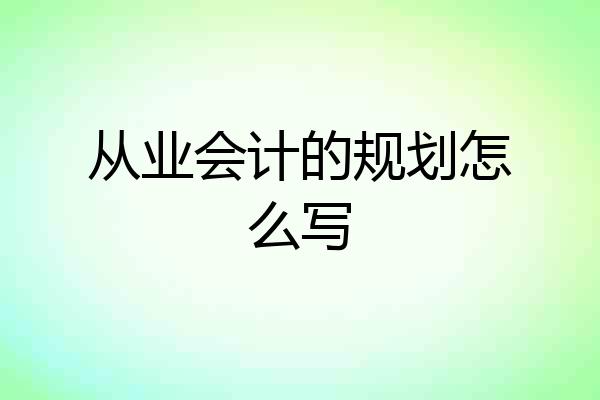 从业会计的规划怎么写