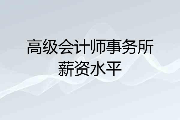 高级会计师事务所薪资水平