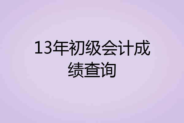 13年初级会计成绩查询
