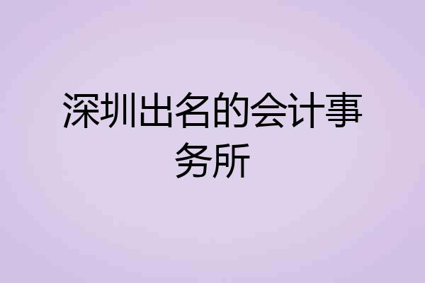深圳出名的会计事务所