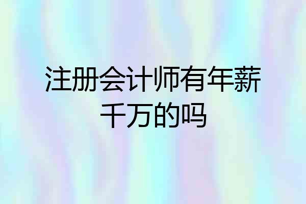 注册会计师有年薪千万的吗