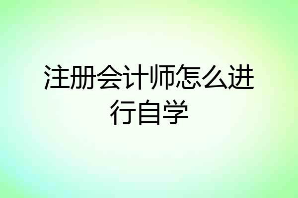 注册会计师怎么进行自学