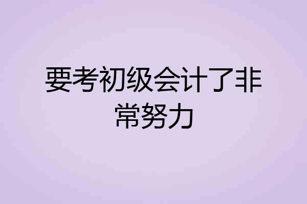 要考初级会计了非常努力